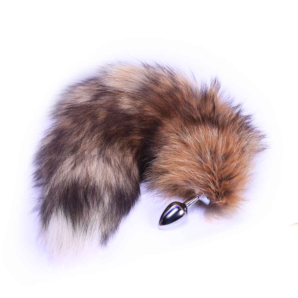 Brown Metal Fox Tail Plug 16"