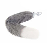 Grey with White Fox Shapeable Metal Tail, 18" Loveplugs Anal Plug Product Available For Purchase Image 21