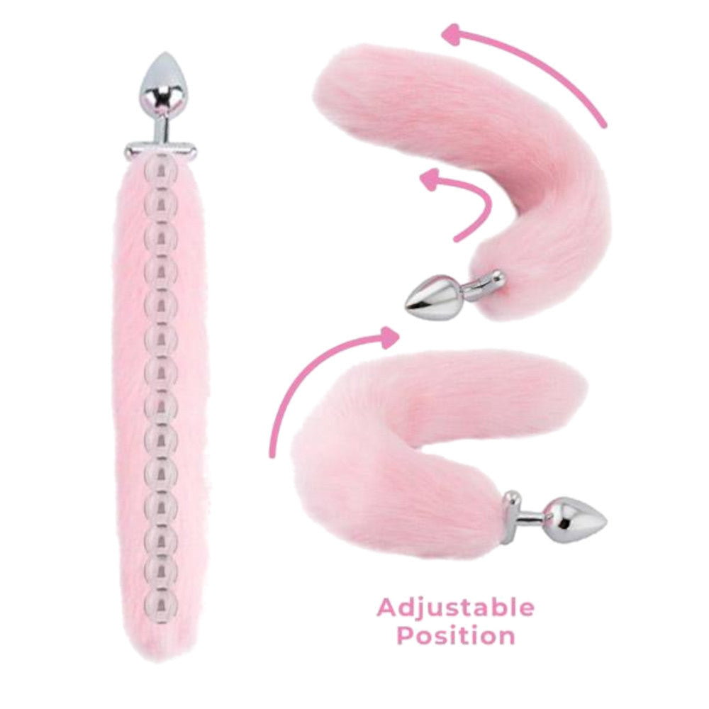 Pink Fox Shapeable Metal Tail, 16" Loveplugs Anal Plug Product Available For Purchase Image 3