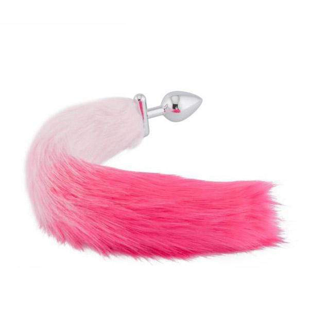 Pink with White Fox Shapeable Metal Tail, 18" Loveplugs Anal Plug Product Available For Purchase Image 3