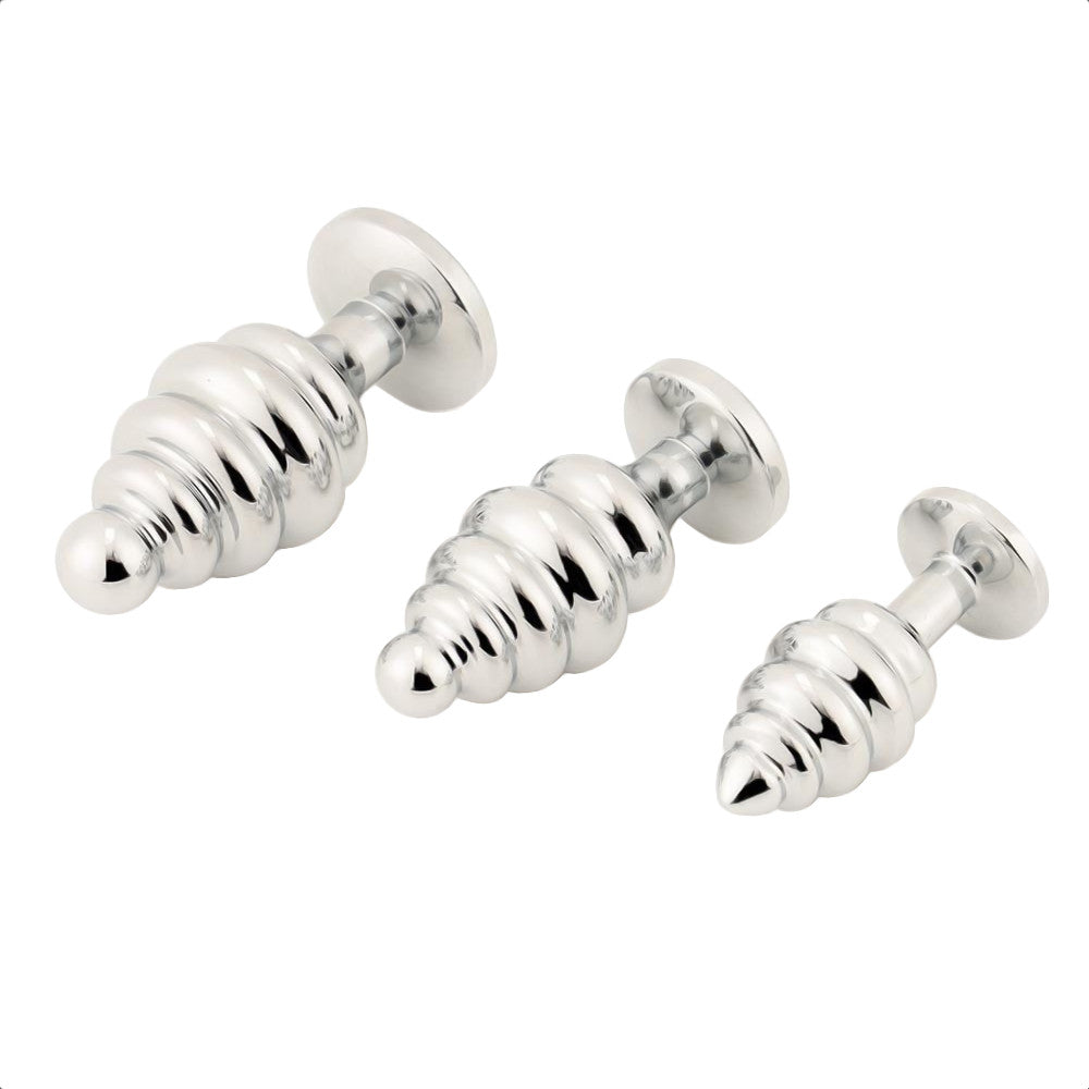 Pink Ribbed Jeweled Anal Training Set (3 Piece) Loveplugs Anal Plug Product Available For Purchase Image 5