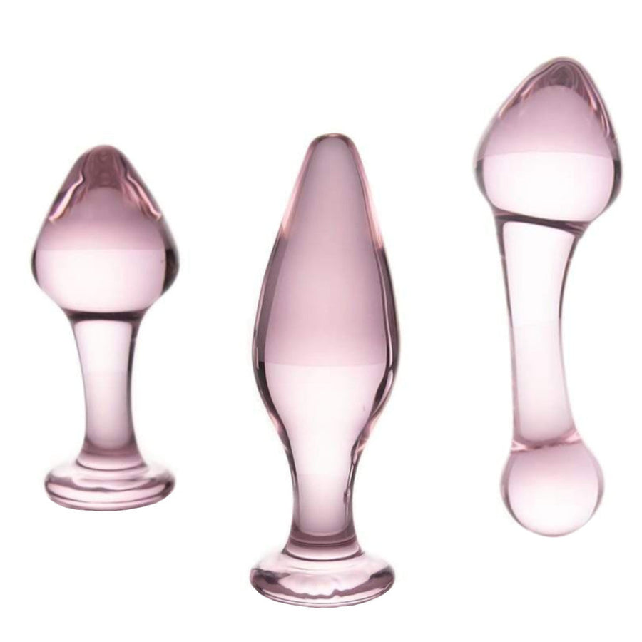 Rose Pink Crystal Glass Kit (3 Piece) Loveplugs Anal Plug Product Available For Purchase Image 40