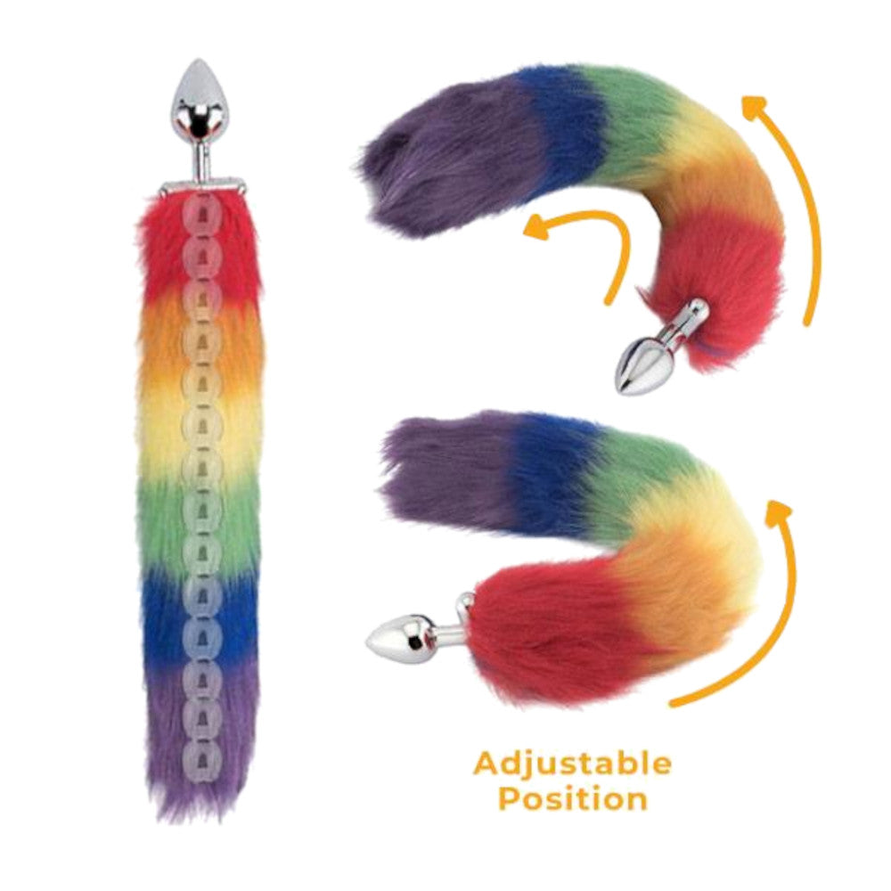 The rainbow colors, fox tail brings joy in sex toy tail play, while the vibrator will heighten sensations. Embrace pride with this lovely addition!