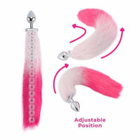 Pink with White Fox Shapeable Metal Tail, 18" Loveplugs Anal Plug Product Available For Purchase Image 23