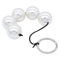 11" Pearl-Colored Anal Beads on a String with Pull Ring