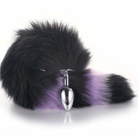 Black With Purple Fox Metal Tail Plug, 14"