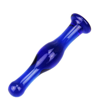 Blue Large Glass Plug Dildo