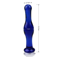 Blue Large Glass Plug Dildo