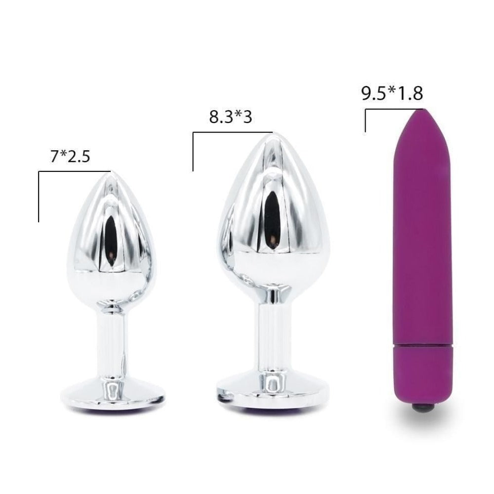 Purple Jeweled 3" Stainless Steel Butt Plug Loveplugs Anal Plug Product Available For Purchase Image 5