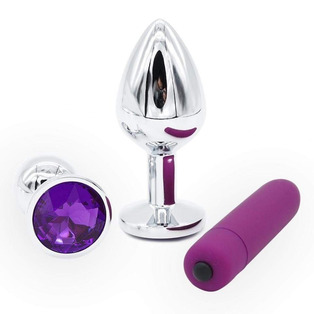 Purple Jeweled 3" Stainless Steel Butt Plug Loveplugs Anal Plug Product Available For Purchase Image 2
