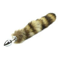 Enhance your look with a metal sex toy featuring brown and black fur, and the raccoon sex toy adds a touch of wild charm to any scene.
