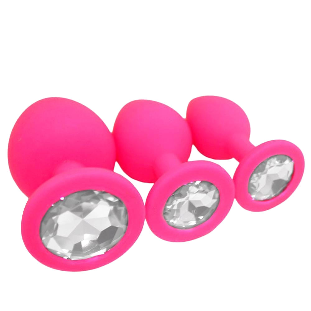 Silicone Jeweled Plug Starter Set (3 Piece) Loveplugs Anal Plug Product Available For Purchase Image 2