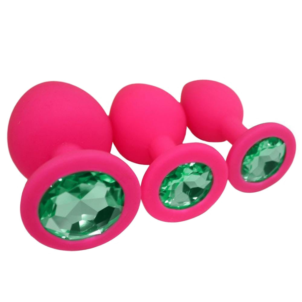 Silicone Jeweled Plug Starter Set (3 Piece) Loveplugs Anal Plug Product Available For Purchase Image 3