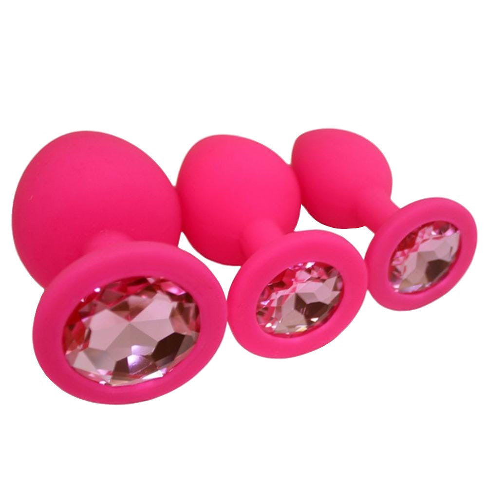 Silicone Jeweled Plug Starter Set (3 Piece) Loveplugs Anal Plug Product Available For Purchase Image 4