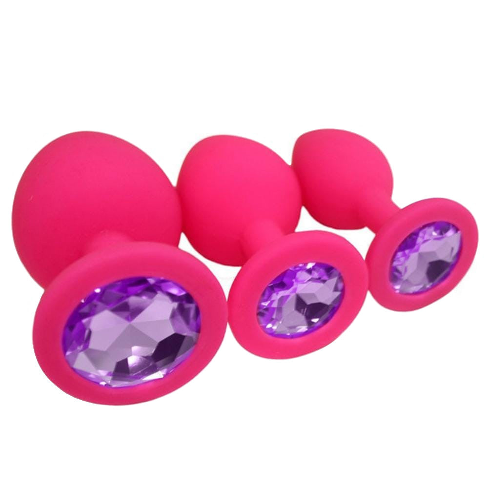 Silicone Jeweled Plug Starter Set (3 Piece) Loveplugs Anal Plug Product Available For Purchase Image 5