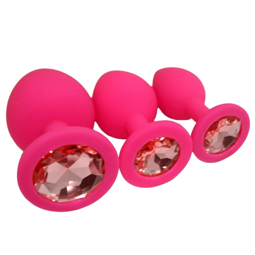 Silicone Jeweled Plug Starter Set (3 Piece) Loveplugs Anal Plug Product Available For Purchase Image 6