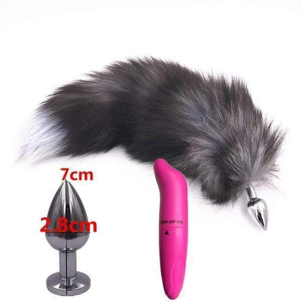 The fox tail, attached to a cute tail animal sex toy, lets you explore pet play with a vibrator, featuring soft fur and a sleek fox tail for added sensation.