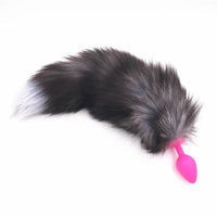15" Dark Fox Tail with Pink Silicone Princess-type Plug and Extra Vibrator Loveplugs Anal Plug Product Available For Purchase Image 20
