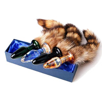 Feel the fullness of the raccoon sex toy, with a clear, black, brown glass sex toy. The soft tail adds extra stimulation to your experience.