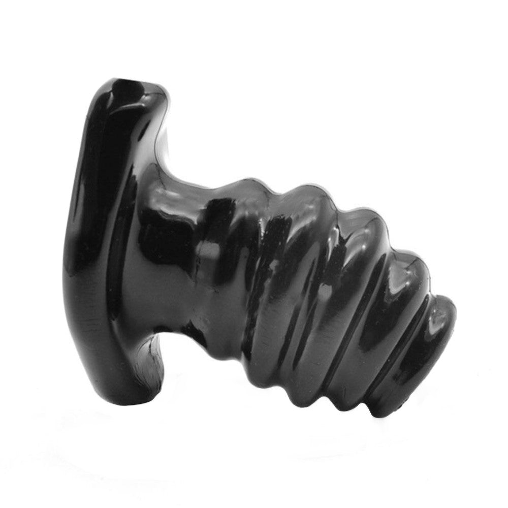 Enhance your anal experience with this ribbed silicone tunnel plug, perfect for sex toys lovers. The hollow, silicone design allows for an enema, and enhances stimulation.