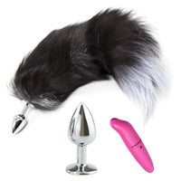 Transform your intimate moments with this stunning black, white tail. fox sex toys The gray, light fur is soft, enhancing your wild adventures.