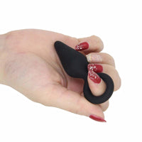 The black silicone plug offers a secure handle for easy removal, making male sex toys ideal for beginners. Its unique, sex toy shape enhances anus stimulation, best used with water-based lube.