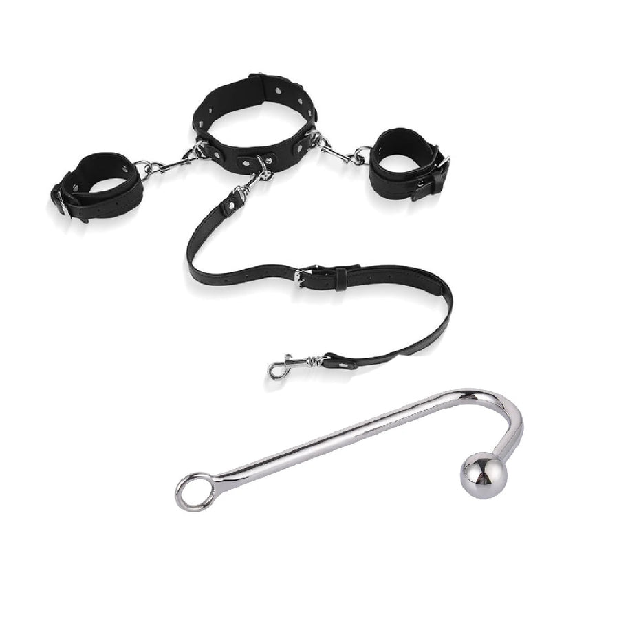 Beaded Anal Hook with Collar and Cuffs Love Plugs Beaded Anal Hook with Collar and Cuffs Love Plugs