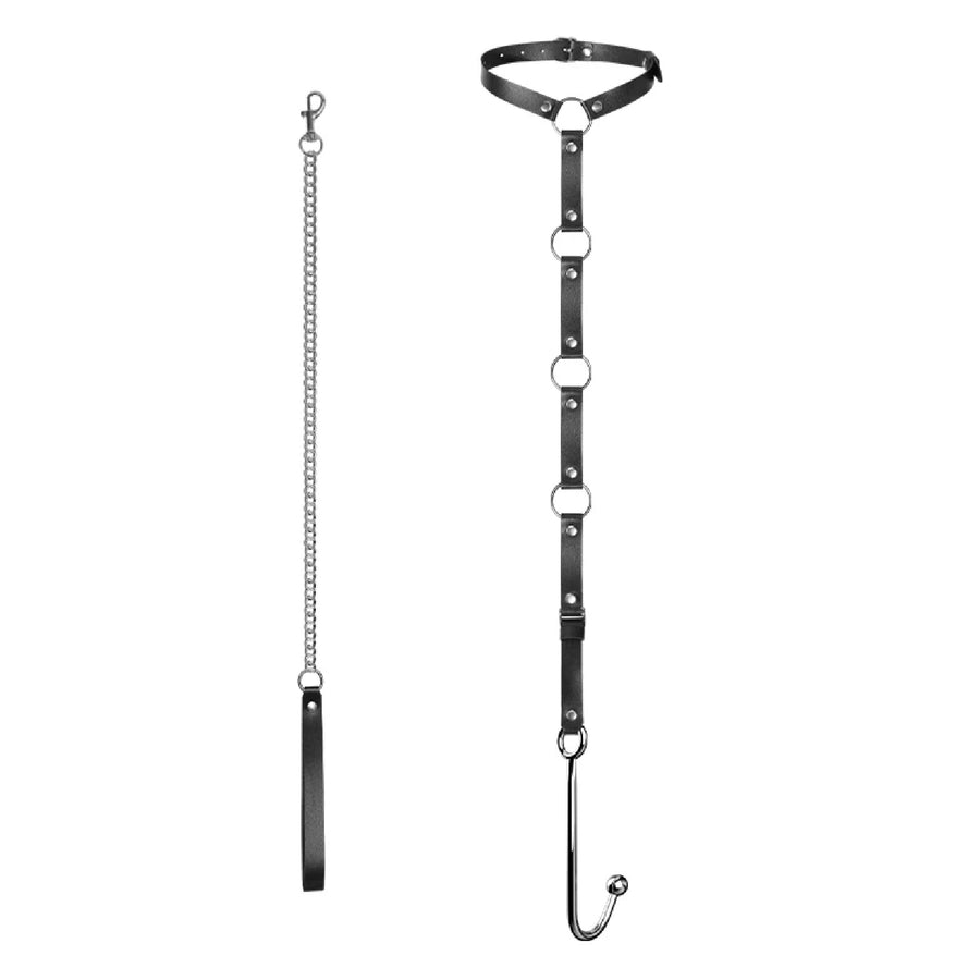 Kinky Anal Hook with Collar and Leash Love Plugs Kinky Anal Hook with Collar and Leash Love Plugs