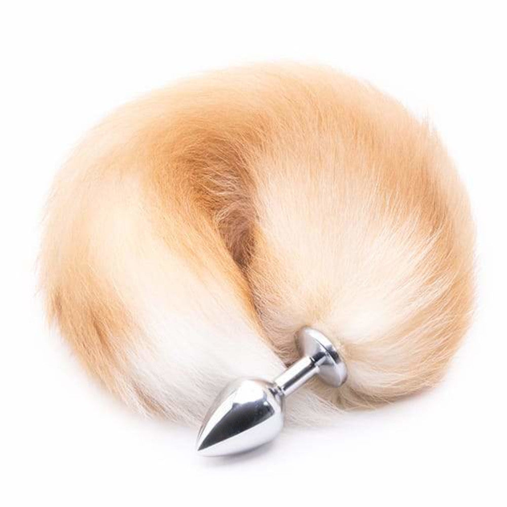 Orange Metal Fox Tail Anal Butt Plug 16"