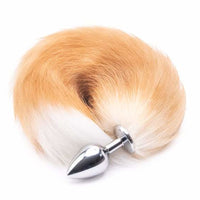 Orange Metal Fox Tail Anal Butt Plug 16"