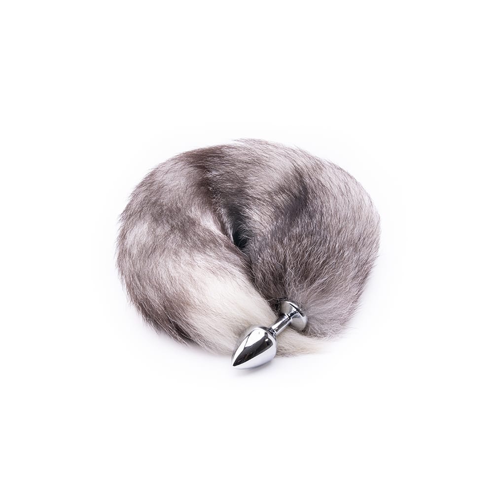 Grey Fox Tail With Plug Shaped Metal Tip Loveplugs Anal Plug Product Available For Purchase Image 4
