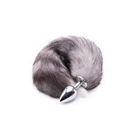 Grey Fox Tail With Plug Shaped Metal Tip