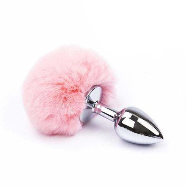 This stainless steel sex toy with its fluffy bunny tail brings new sensations, combining sex toy bunny with a dildo, vibrator, girl, silicone for excitement.
