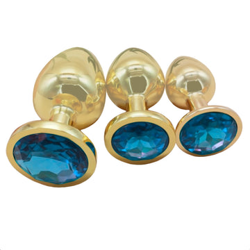 Elevate intimacy with this solid stainless steel sex toy featuring a colorful, crystal, blue, rose-shaped head. Enjoy a luxury metal treasure, 