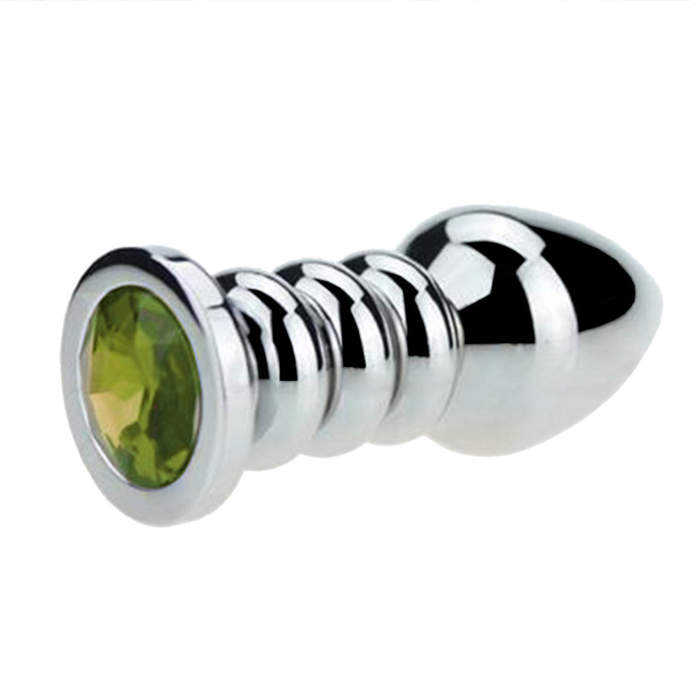 Ribbed Steel Jeweled Plug