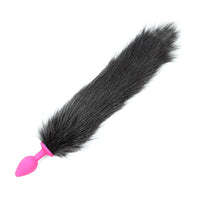 Small Sized Cat Tail Silicone Plug, Black 18"