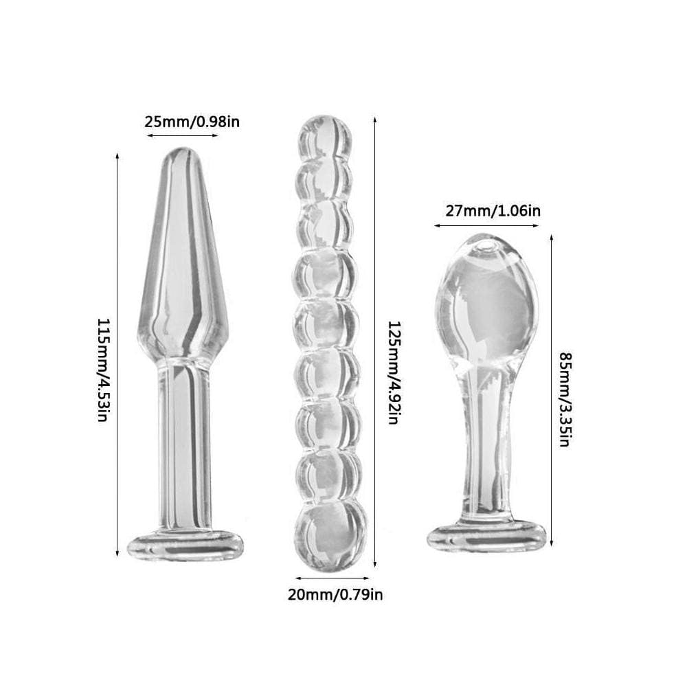 Transparent Pyrex Glass Kit (3 Piece) Loveplugs Anal Plug Product Available For Purchase Image 6