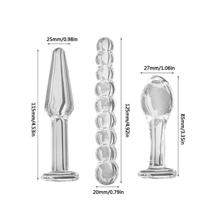 Transparent Pyrex Glass Kit (3 Piece) Loveplugs Anal Plug Product Available For Purchase Image 45