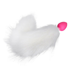 Small Sized Cat Tail Silicone Plug, White 18"