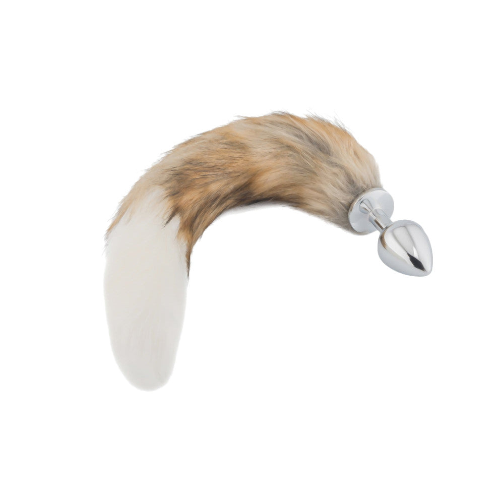 Brown And White Fox Tail With Metal Plug-Shaped Tip Loveplugs Anal Plug Product Available For Purchase Image 2