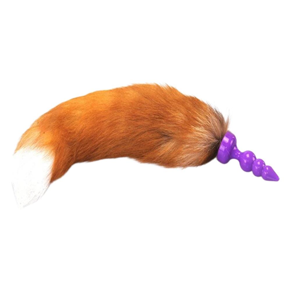 A 16.53" orange-brown, white tail matches the purple plug. The tail fox feels soft.