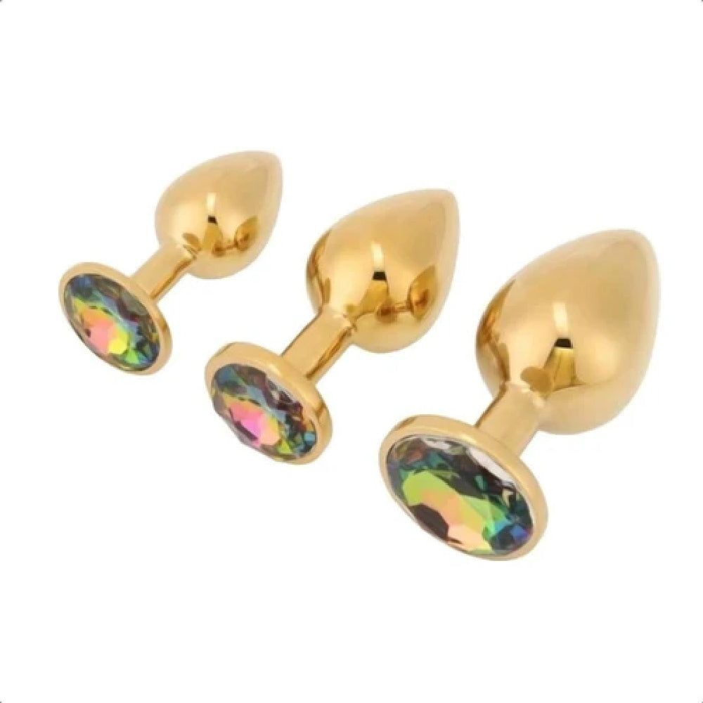 Gold Sex Toy Anal Kit (3 Piece) Loveplugs Anal Plug Product Available For Purchase Image 2