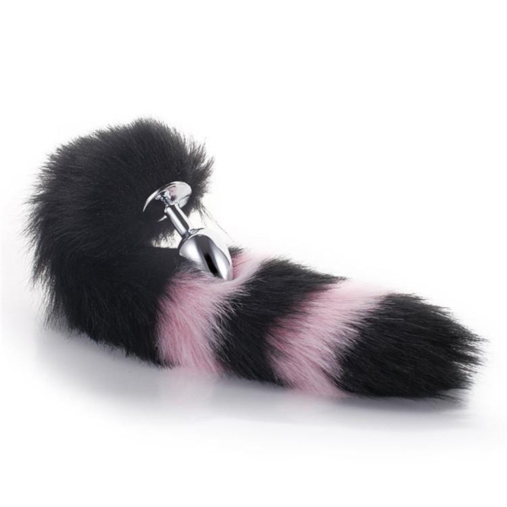 Black with Pink Fox Metal Tail, 14" Loveplugs Anal Plug Product Available For Purchase Image 2