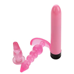 3 Pcs/Set Different Shapes Silicone Plugs with Jelly Vibrator - 2 Colors Available