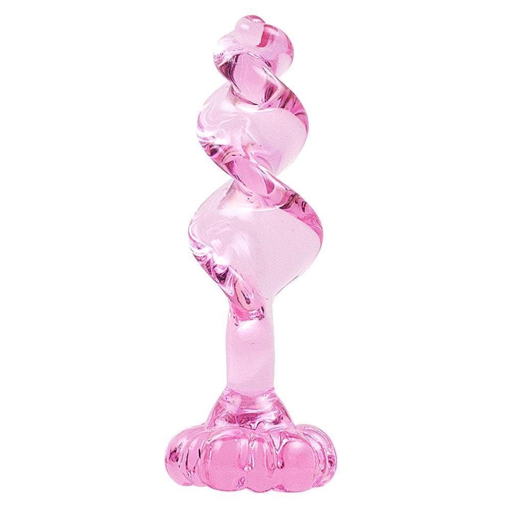 Pink Flower Spiral Glass Plug Loveplugs Anal Plug Product Available For Purchase Image 1