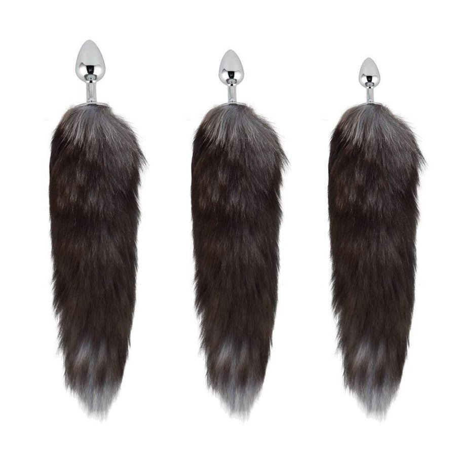 Grey Fox Tail With Plug Shaped Metal Tip, 3 Sizes Loveplugs Anal Plug Product Available For Purchase Image 40