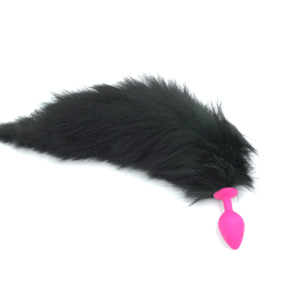 Small Sized Cat Tail Silicone Plug, Black 18" Loveplugs Anal Plug Product Available For Purchase Image 2