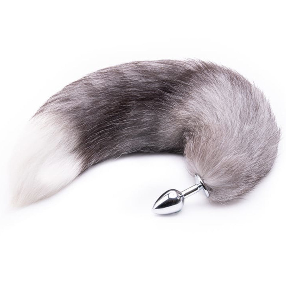 Gray Fox Tail Plug 16"