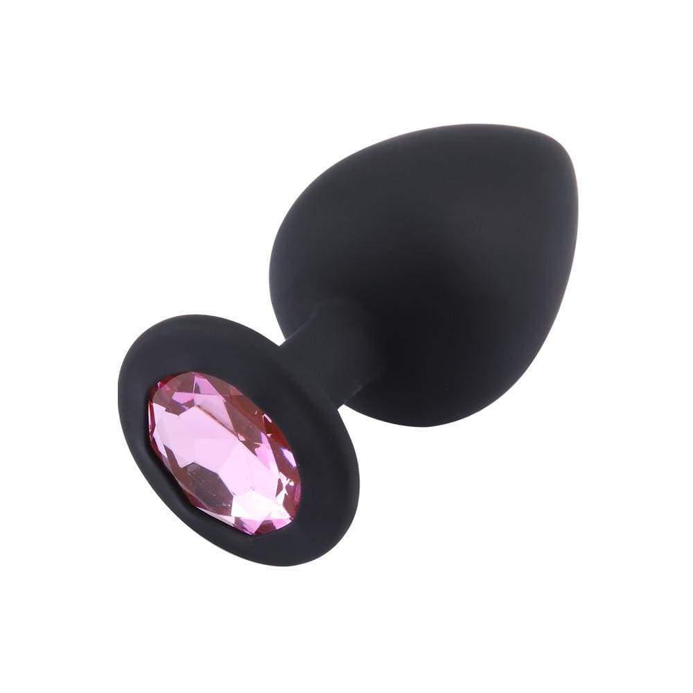 Pink Jeweled Black Silicone Butt Plugs, 3 Piece Set Loveplugs Anal Plug Product Available For Purchase Image 2
