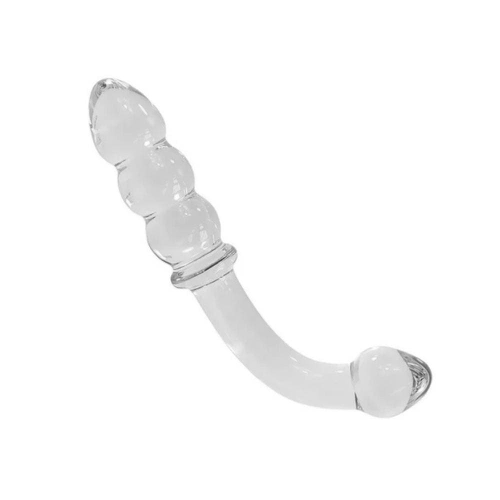 Curved Clear Glass Double Butt Dildo